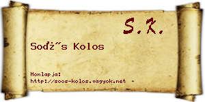 Soós Kolos névjegykártya